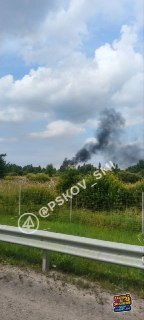 Пожар у Псковской трассы: клубы дыма видны с дороги